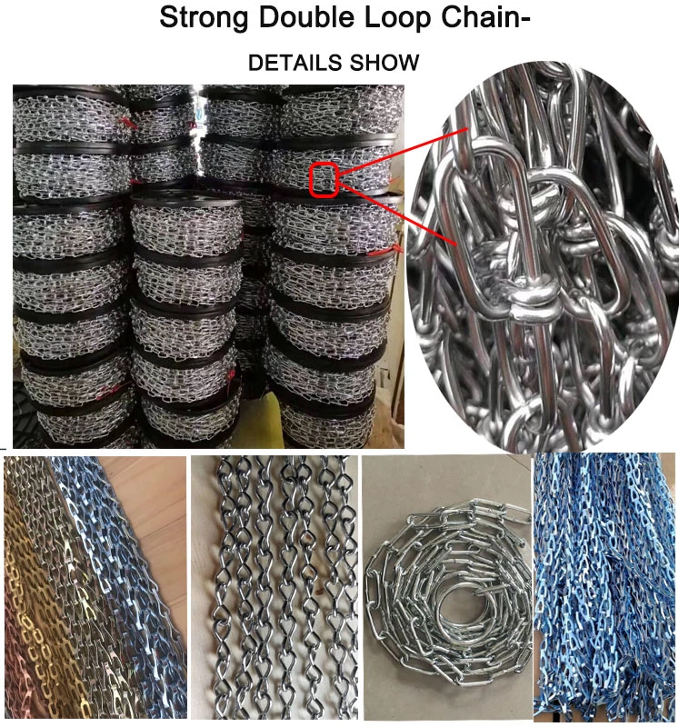 Galvanized Double Loop Link Chain DIN5686 Weldless Knotted Link Chain
