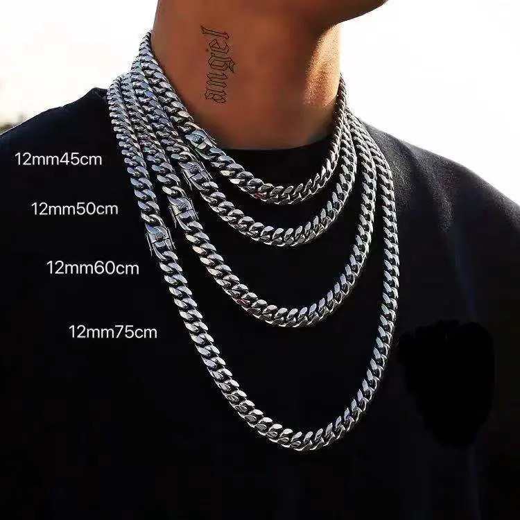 Gold Plated Stainless Steel Hip Hop Jewelry Men&prime;s Necklace Cuban Link Chain