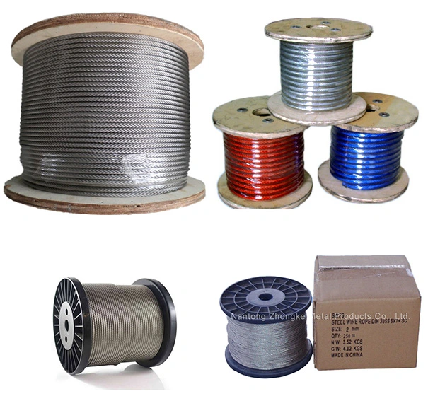 6*19+FC Diameter 19mm for Towboat Goods Net Floating Wood Bunding High Carbon Steel Wire Rope PVC Coated or Galvanized