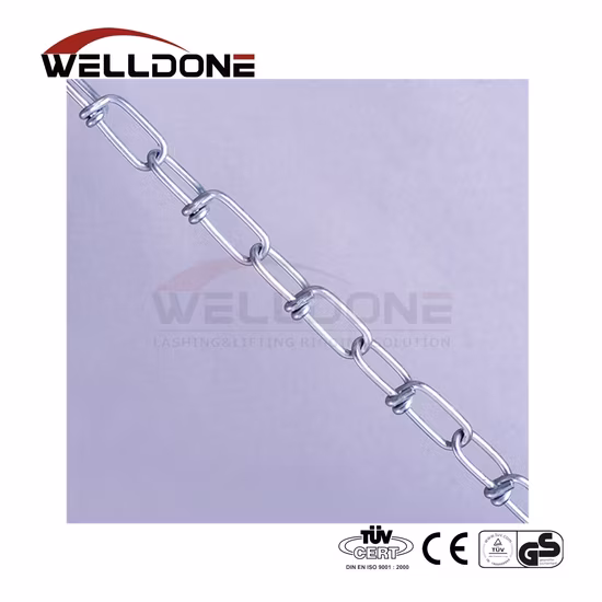 Galvanized DIN5685 Short Double Loop Link Chain Weldless Knotted